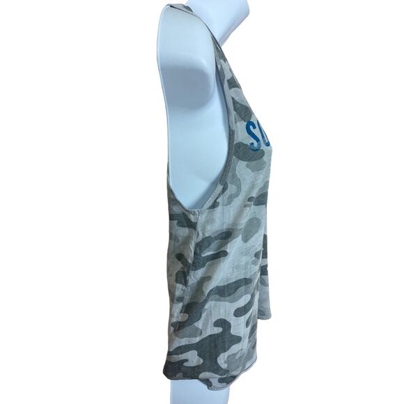 Womens Soulcycle Camouflage Muscle Tank Top Sz XS Grey Blue Graphic Print Camo - Picture 4 of 9